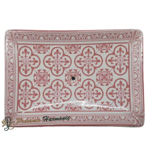 Porte-savon rectangle Fleurs de lys couleur rose