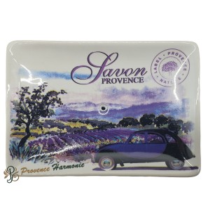 Jabonera rectangular Campos de lavanda, coche azul