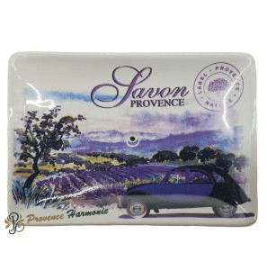 Portasapone rettangolare Campi di lavanda, auto blu