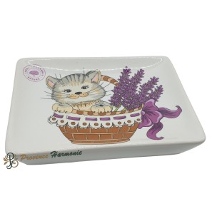 Rectangular soap dish Lavender cat