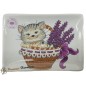 Porte savon rectangle Chat lavande