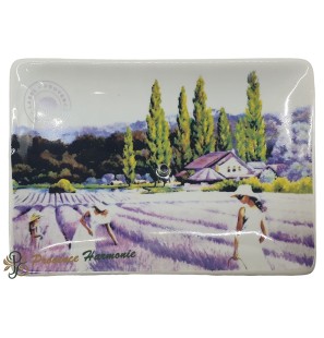 Rectangular soap dish Lavender field and washerwomen