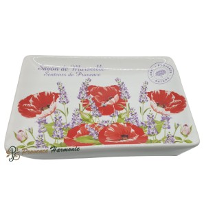 Lavender and poppy rectangle soap dish