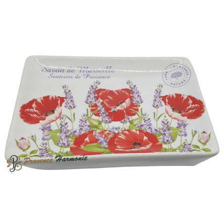 Porte savon rectangle Lavande et coquelicot