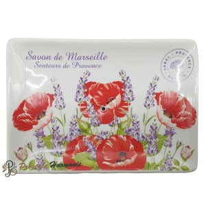 Lavender and poppy rectangle soap dish