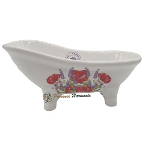 Jabonera de baño antigua Lavanda y Amapola