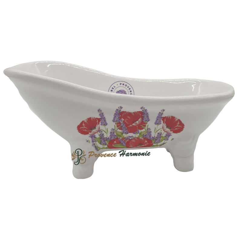 Seifenhalter alte Badewanne Lavendel und Mohnblume